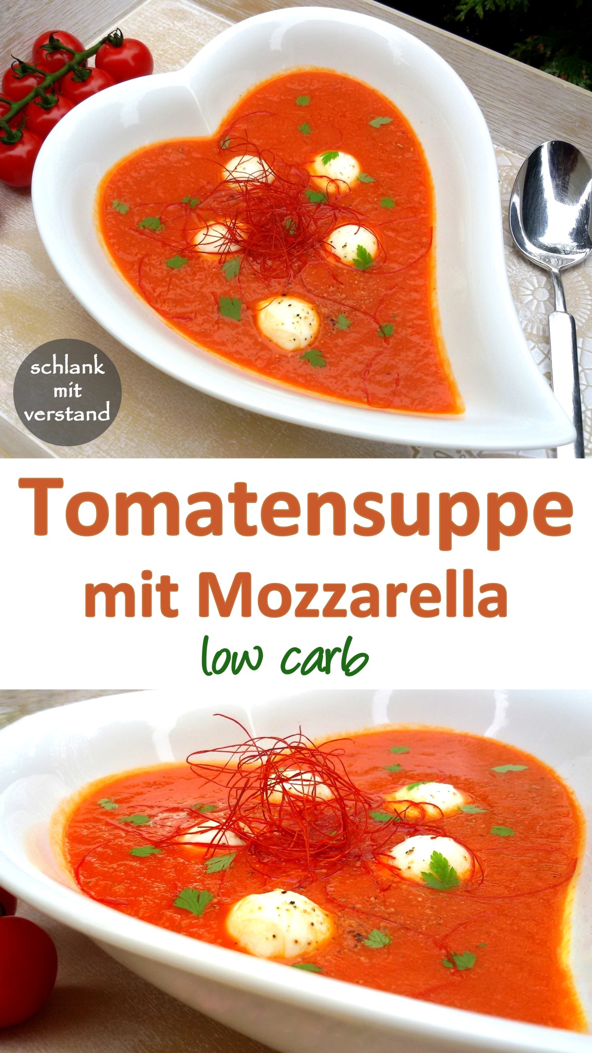 Tomatensuppe mit Mozzarella low carb